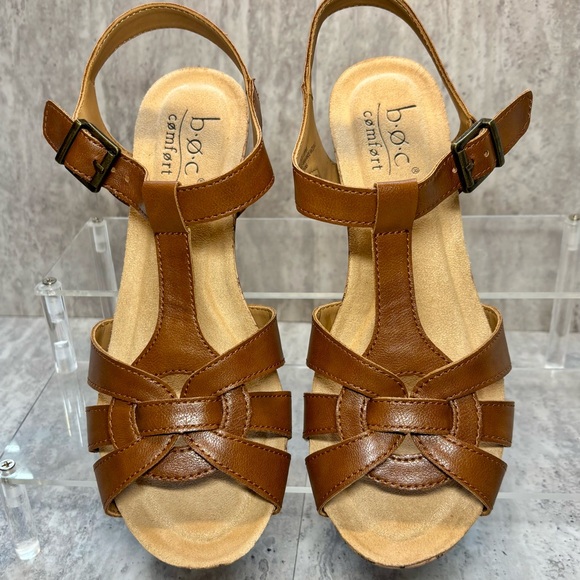 b.o.c. Jaquet Brown Comfort Cushioned Wedge Heels Sandals 7M NIB - Picture 3 of 10